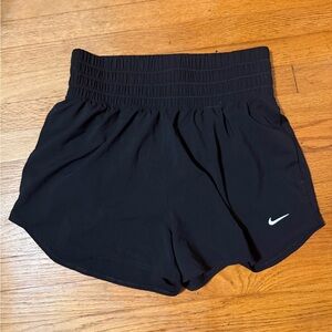 Nike Women's Black Athletic Shorts with White Swoosh